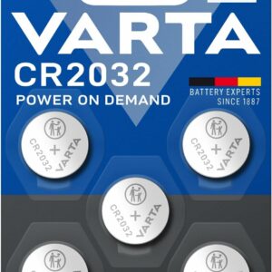 varta piles bouton cr2032, lot de 5, power on demand, lithium, 3v, emballage sécurisé