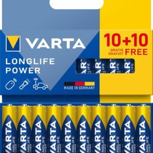 varta piles aaa, 10+10 (lot de 20), longlife power, alcalines, 1,5v, adaptées aux jouets, souris sans fil, lampes de poche.