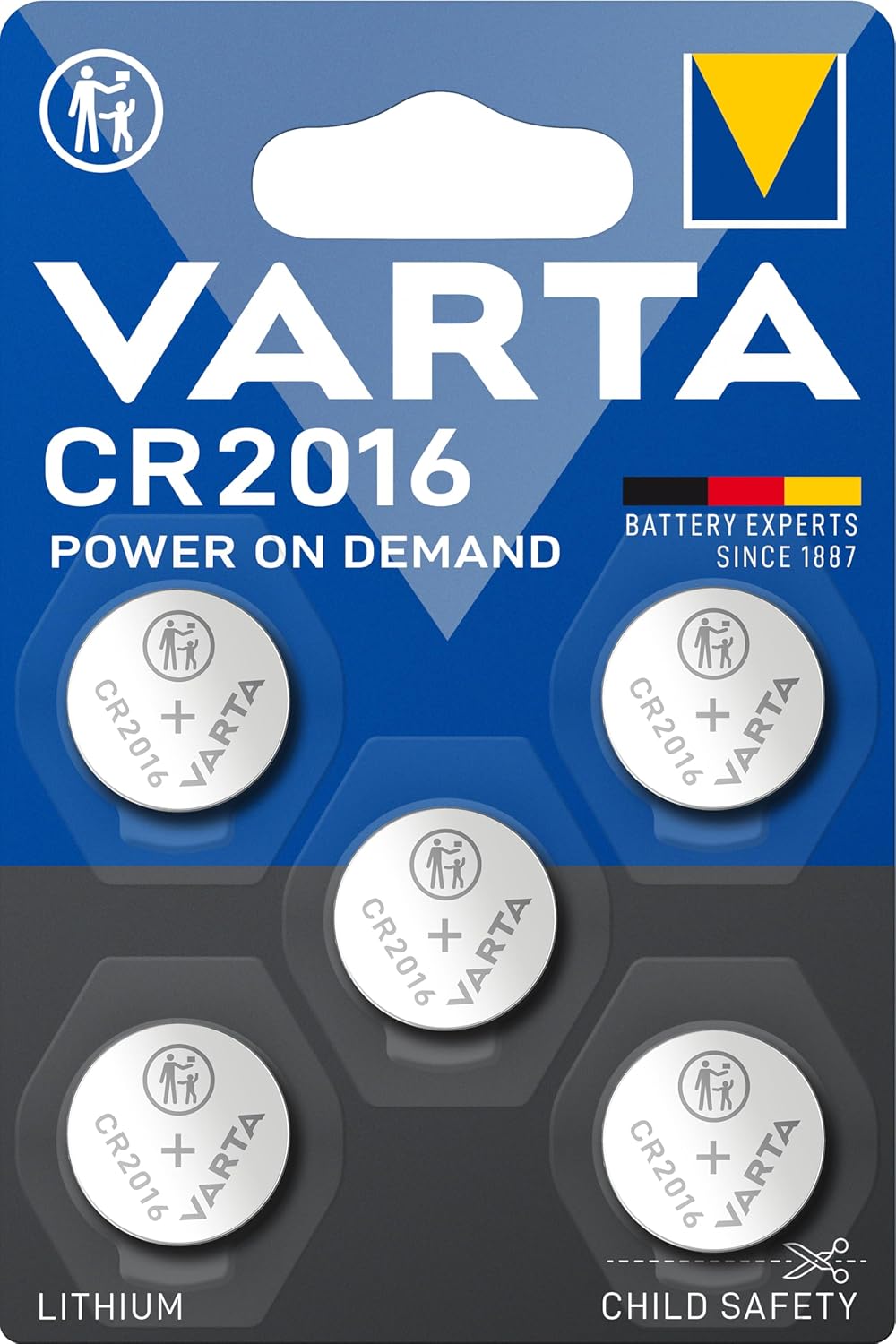 varta piles bouton cr2016, lot de 5, lithium coin, 3v, pour petits appareils électroniques clés de voiture, télécommandes, balances varta piles bouton cr2016, lot de 5, lithium coin, 3v, pour petits appareils électroniques clés de voiture, télécommandes, balances